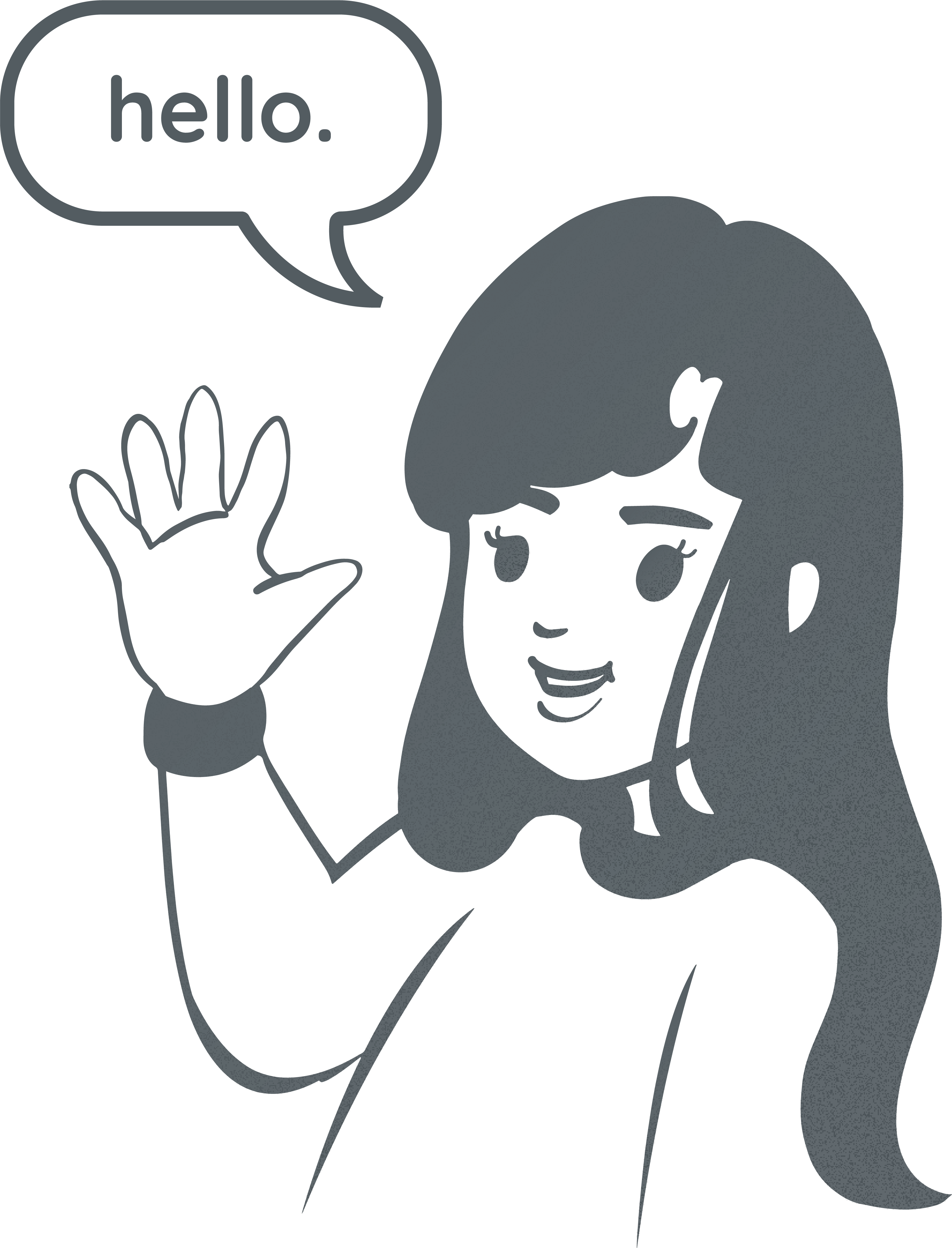 Illustrated Krysta waving hello